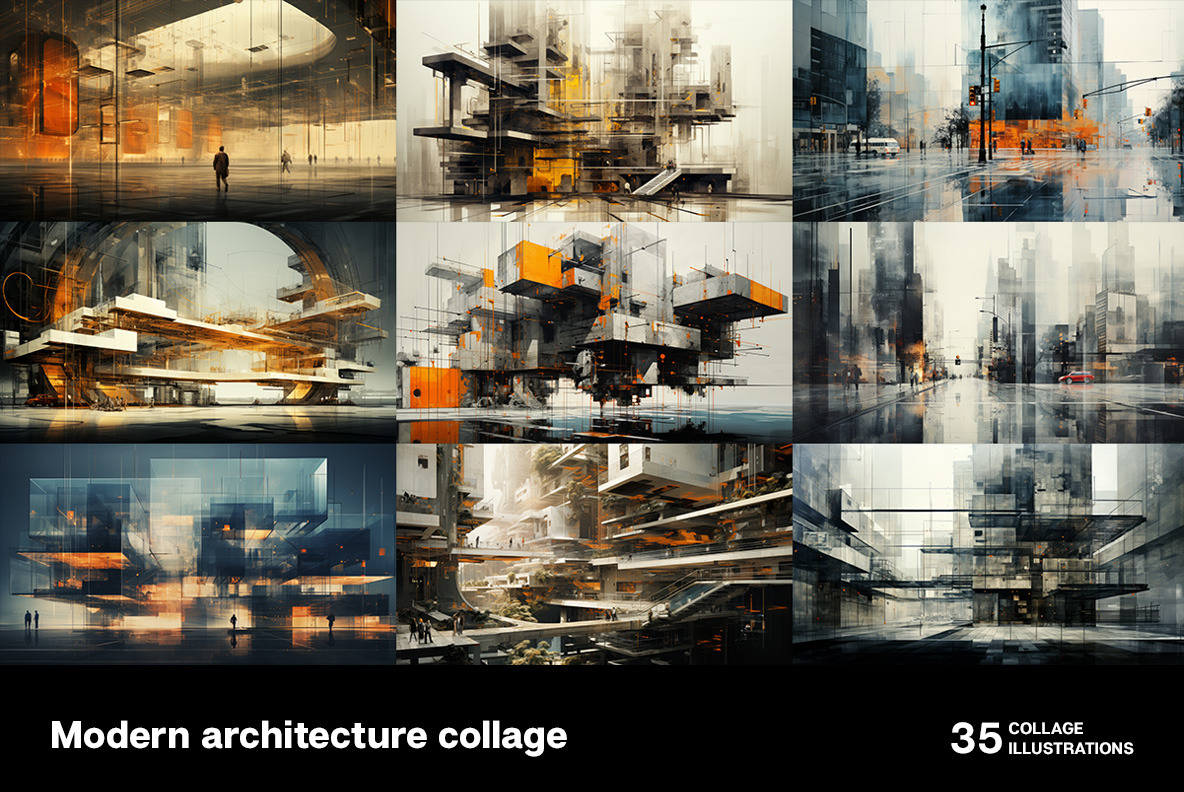 Modern architecture collage Modern architecture collage