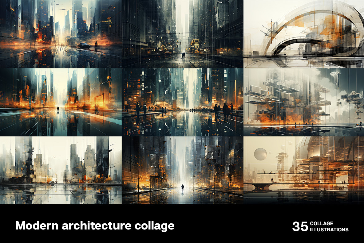 Modern architecture collage Modern architecture collage