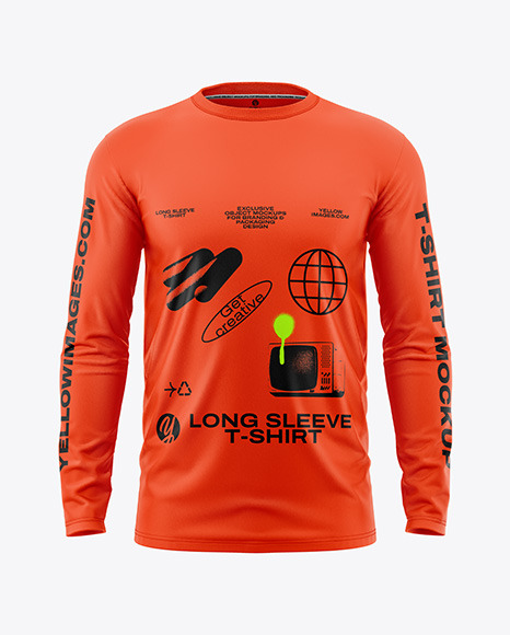 Men’s Long Sleeve T-Shirt Mockup - Front View