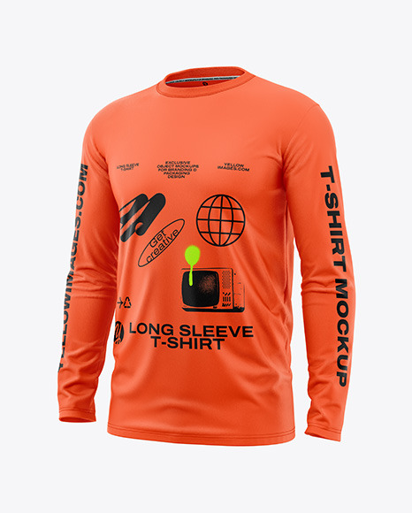 Men’s Long Sleeve T-Shirt Mockup - Half Side View