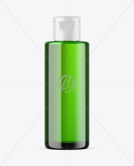 Green Glass Cosmetic Bottle Mockup