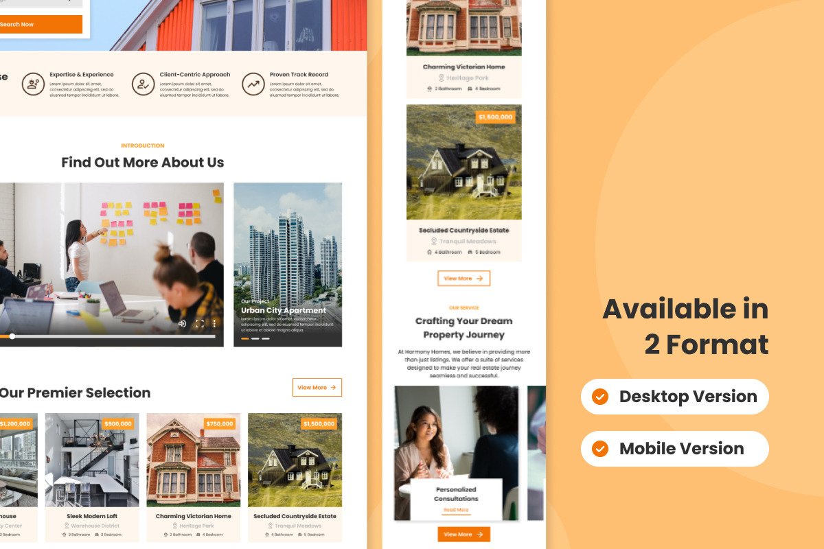 Harmony Homes - Real Estate Website Landing Page Harmony Homes - Real Estate Website Landing Page