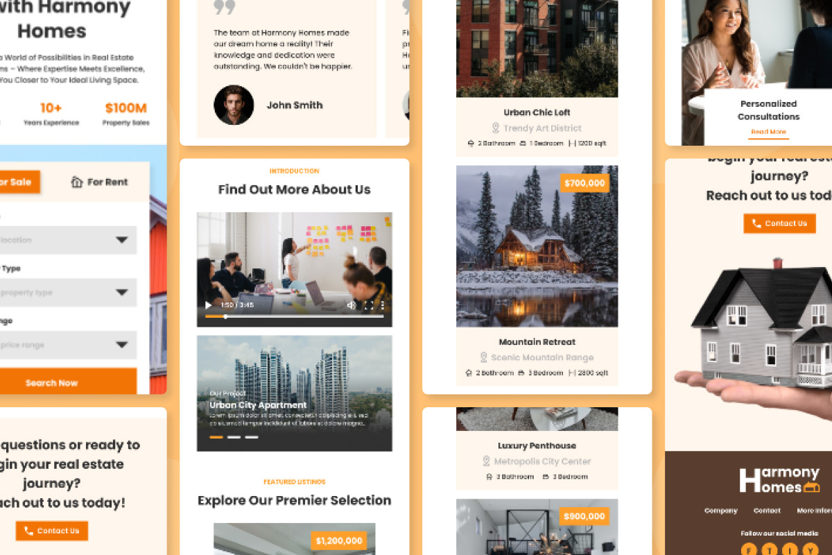 Harmony Homes - Real Estate Website Landing Page Harmony Homes - Real Estate Website Landing Page
