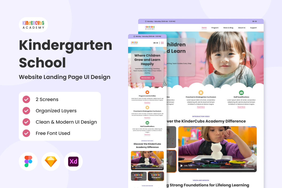 KinderCubs Academy - Kindergarten School Website Landing Page