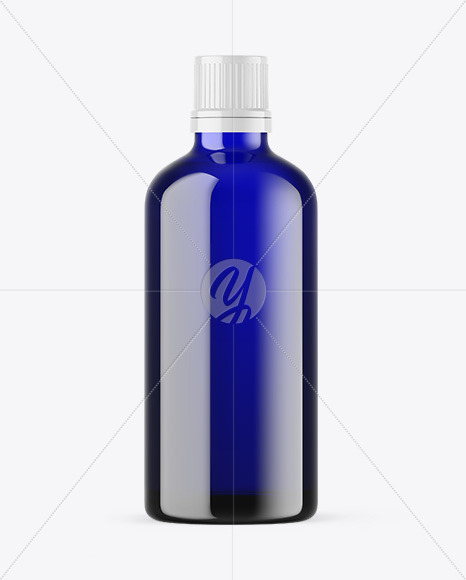 Blue Glass Essential Oil Bottle Mockup