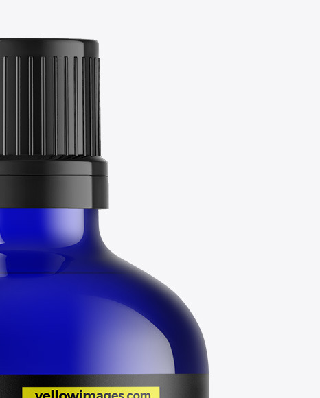 Blue Glass Essential Oil Bottle Mockup