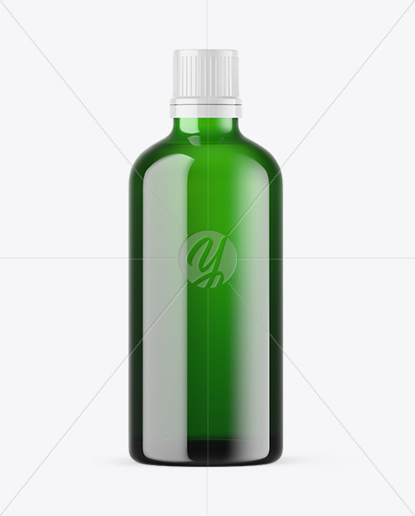 Green Glass Essential Oil Bottle Mockup