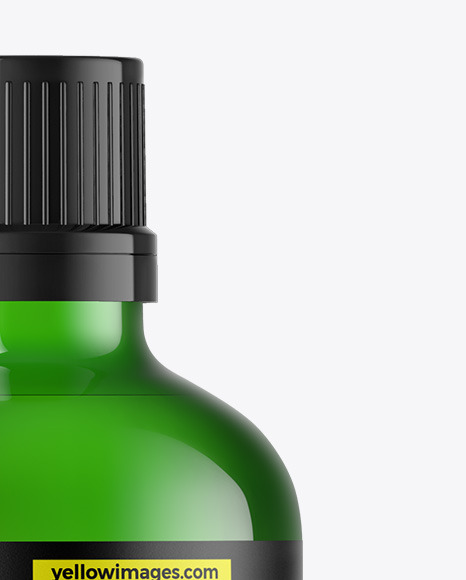 Green Glass Essential Oil Bottle Mockup