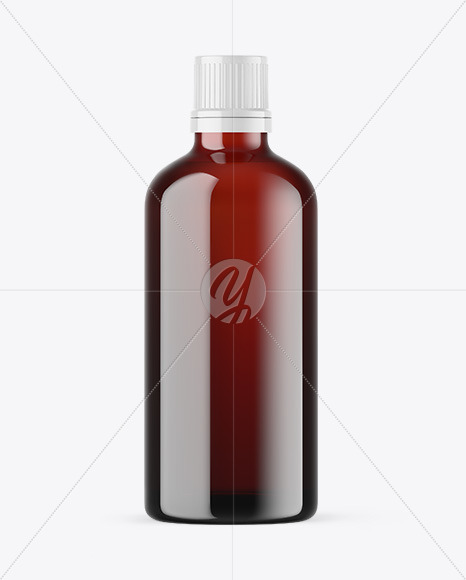 Dark Amber Glass Essential Oil Bottle Mockup