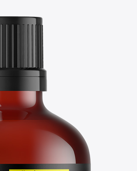Dark Amber Glass Essential Oil Bottle Mockup
