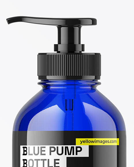 Blue Bottle with Pump Mockup Blue Bottle with Pump Mockup