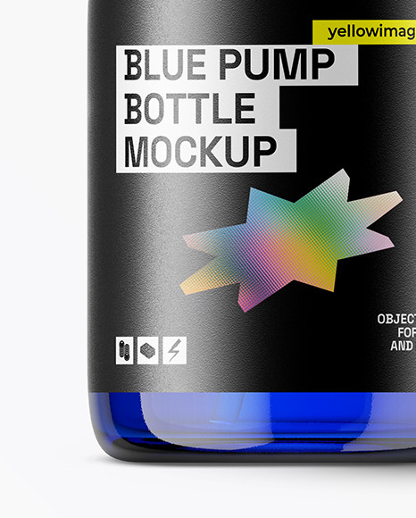 Blue Bottle with Pump Mockup