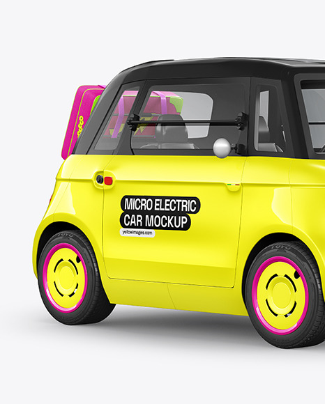 Micro Electric Car Mockup - Half Side View