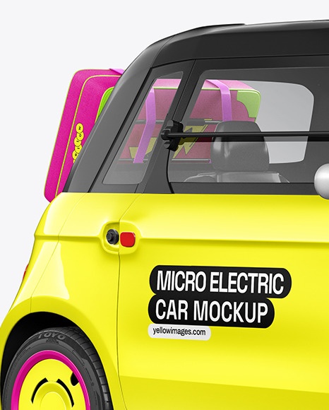 Micro Electric Car Mockup - Half Side View