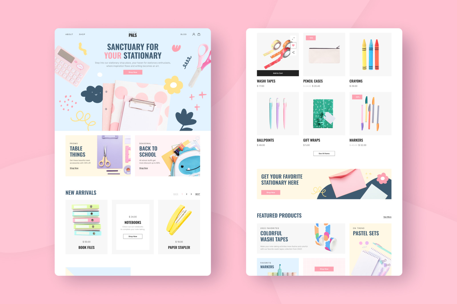 pinpenPals - Stationary Store Landing Page