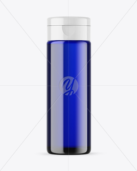 Blue Glass Cosmetic Bottle Mockup