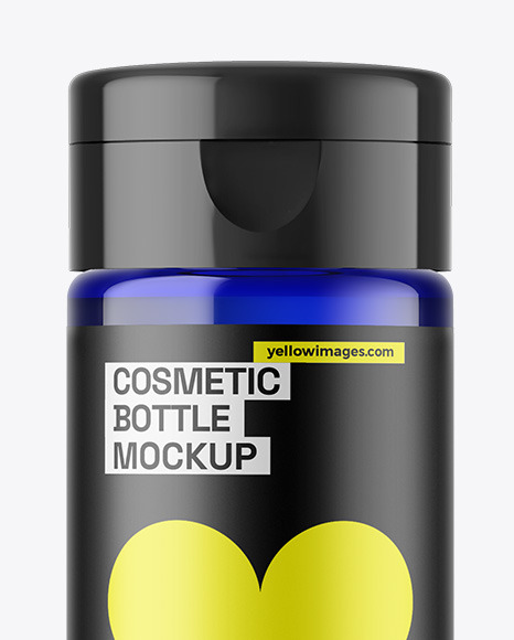 Blue Glass Cosmetic Bottle Mockup