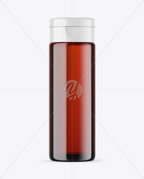 Dark Amber Glass Cosmetic Bottle Mockup