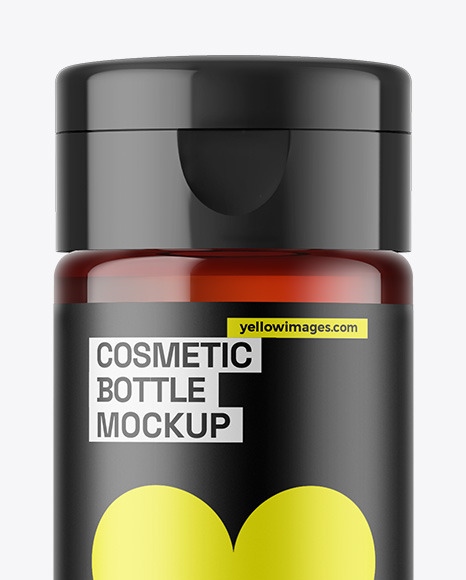Dark Amber Glass Cosmetic Bottle Mockup