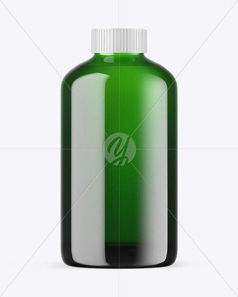 Green Glass Essential Oil Bottle Mockup