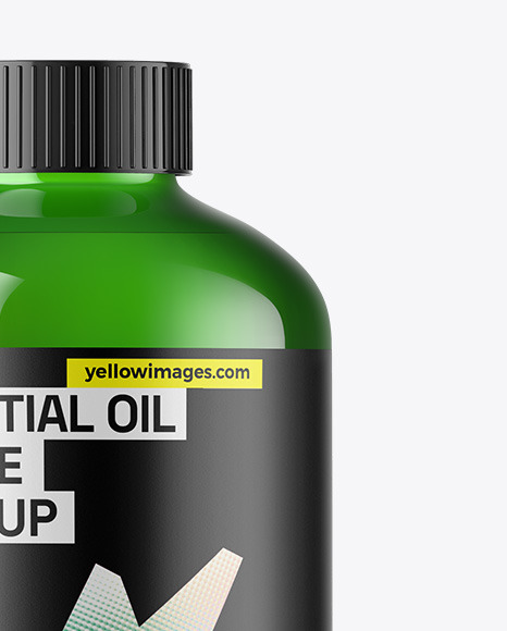 Green Glass Essential Oil Bottle Mockup