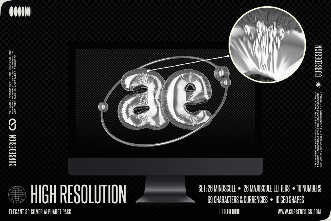 Elegant 3D Silver Alphabet Pack