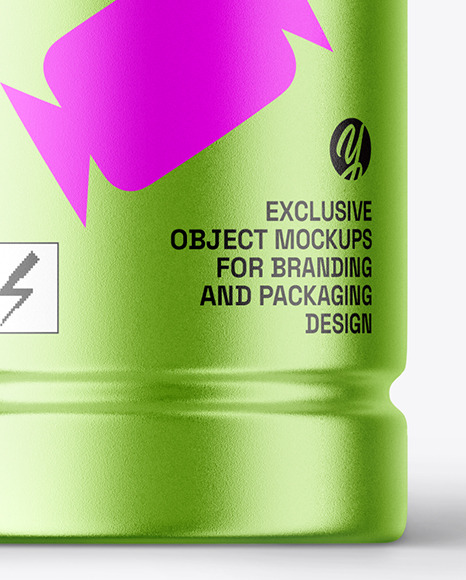 Metallic Bottle with Plastic Screw Cap Mockup