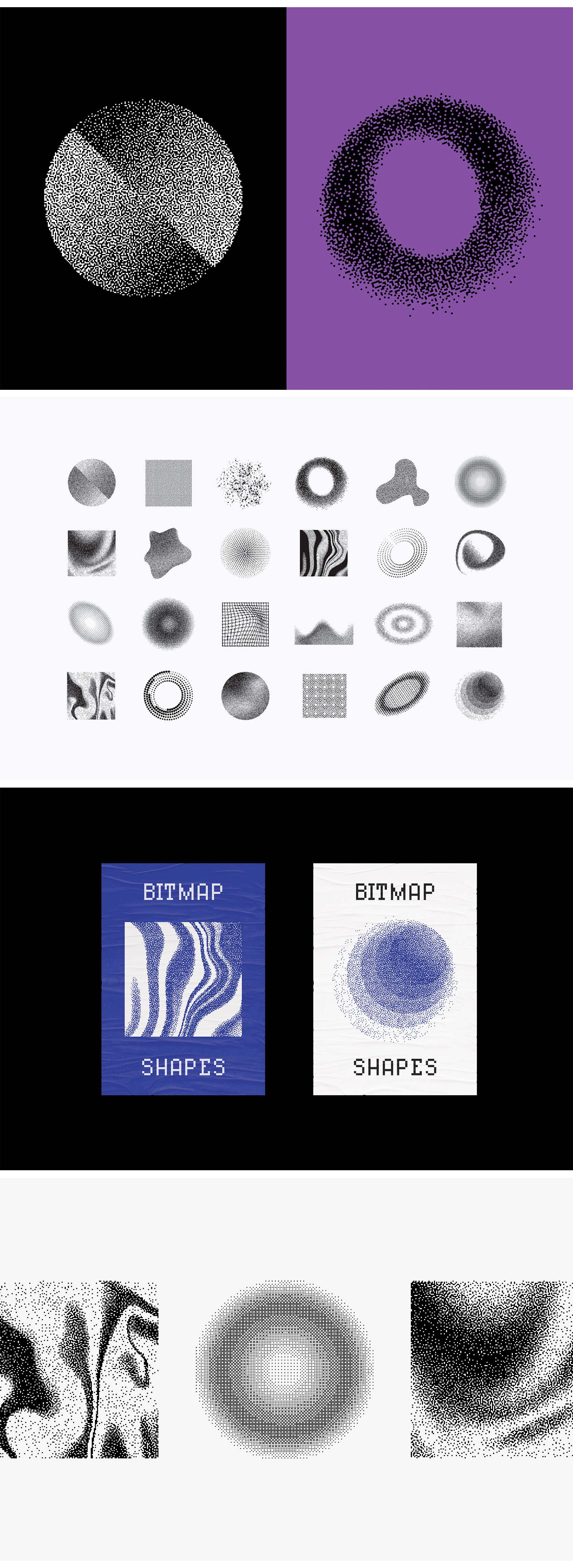 Abstract Dithering Bitmap Shapes Abstract Dithering Bitmap Shapes