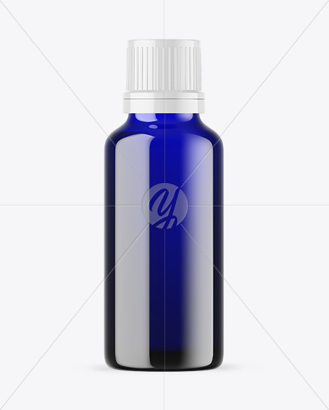 Blue Glass Essential Oil Bottle Mockup