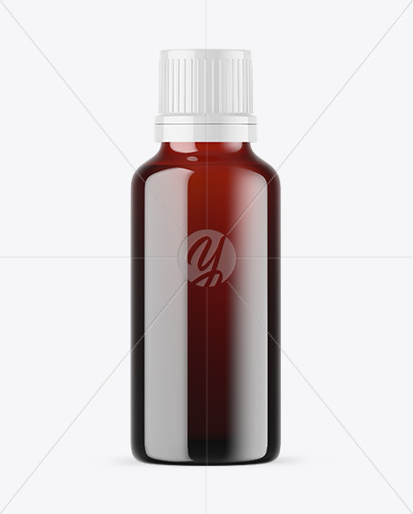 Dark Amber Glass Essential Oil Bottle Mockup