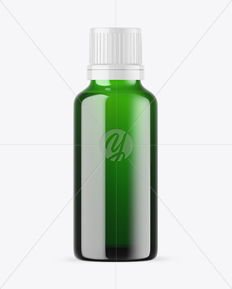 Green Glass Essential Oil Bottle Mockup