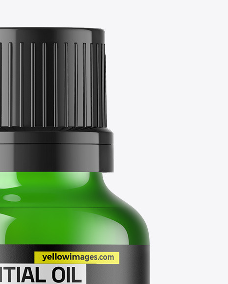 Green Glass Essential Oil Bottle Mockup