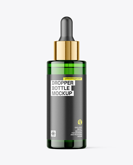 Green Glass Dropper Bottle Mockup