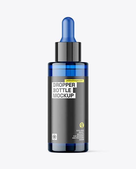 Blue Glass Dropper Bottle Mockup