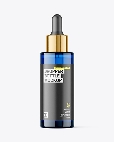 Blue Glass Dropper Bottle Mockup