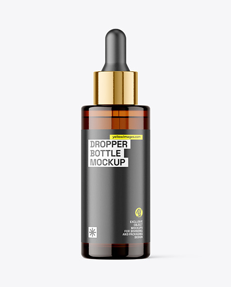 Amber Glass Dropper Bottle Mockup