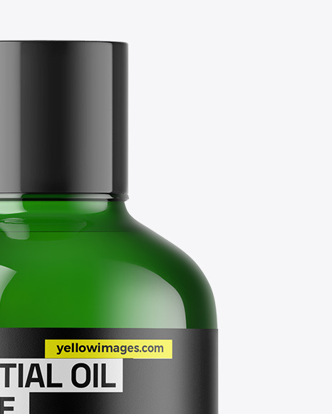 Green Glass Essential Oil Bottle Mockup