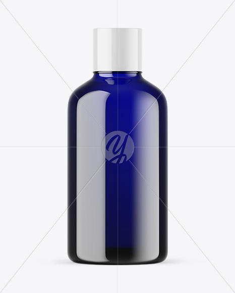 Blue Glass Essential Oil Bottle Mockup