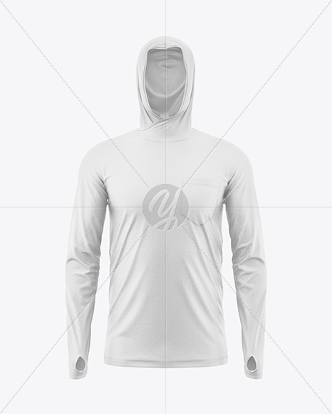 Men’s Long Sleeve T-Shirt with Hood Mockup - Front View