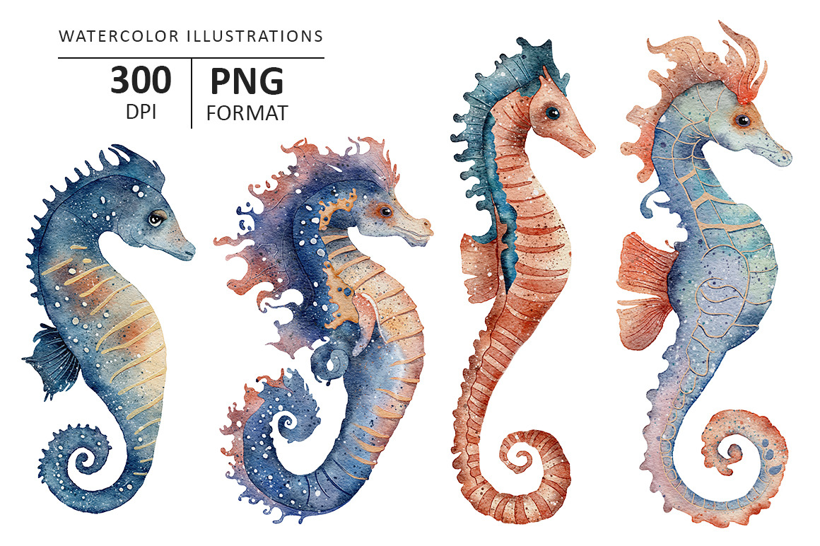 Seahorse watercolor illustration Seahorse watercolor illustration