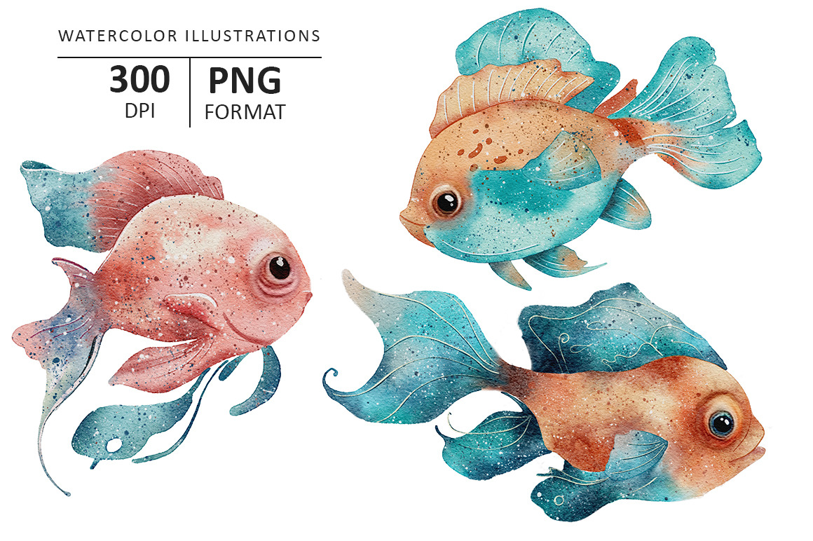 Ocean Fish watercolor illustration