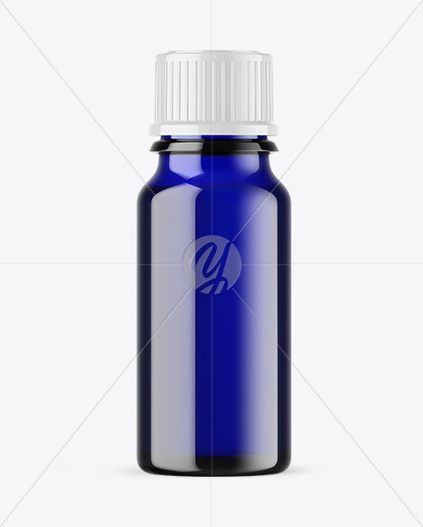 Blue Glass Essential Oil Bottle Mockup