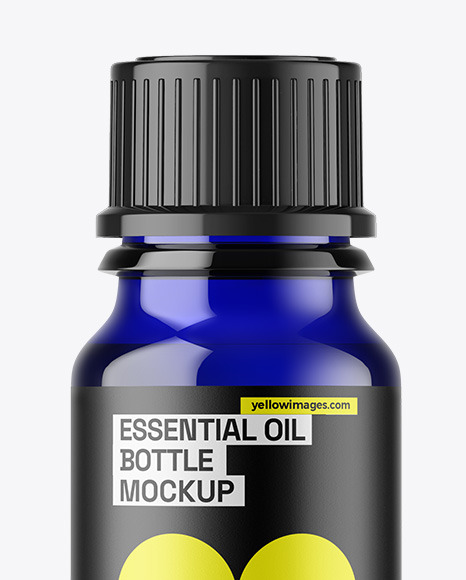 Blue Glass Essential Oil Bottle Mockup