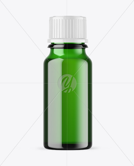 Green Glass Essential Oil Bottle Mockup