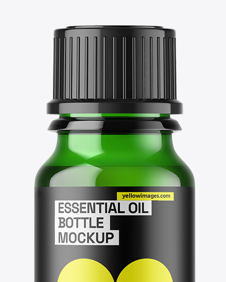 Green Glass Essential Oil Bottle Mockup