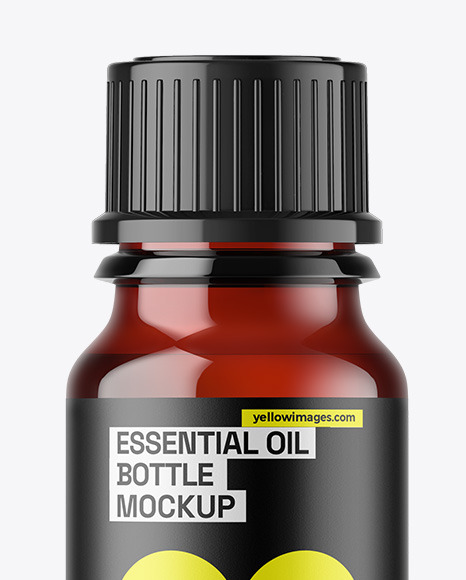 Dark Amber Glass Essential Oil Bottle Mockup