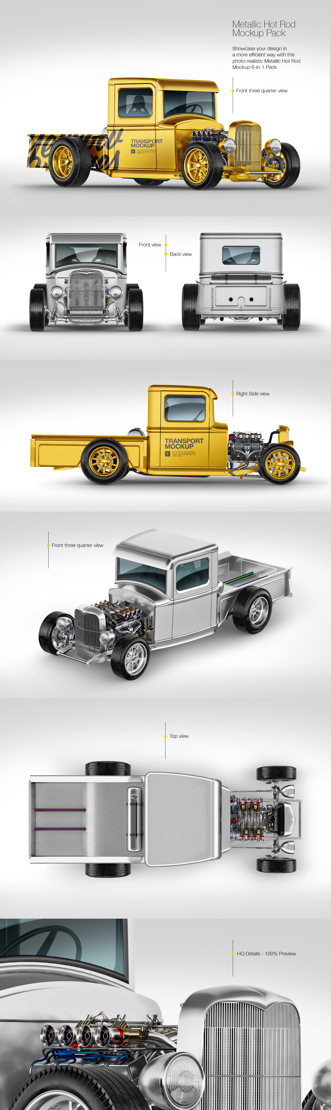 Metallic Hot Rod Mockup Pack Metallic Hot Rod Mockup Pack