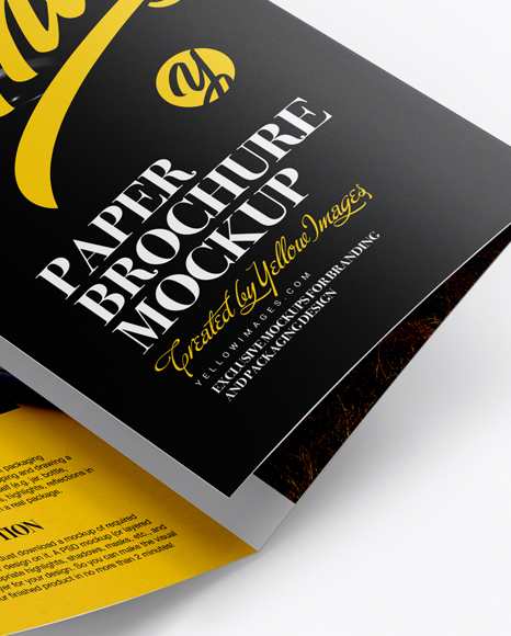 A4 Folded Brochure Mockup - Half Side View (High-Angle Shot)