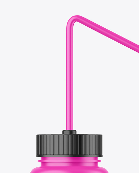 Matte Plastic Bottle with Straw Mockup