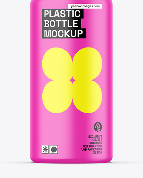 Matte Plastic Bottle with Straw Mockup